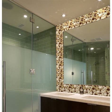 frameless bathroom mirror tiles